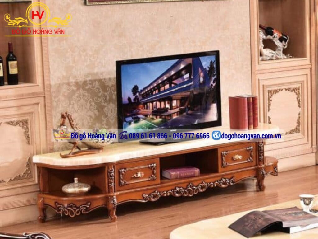 Vì sao kệ tivi tân cổ điển gỗ tự nhiên được ưa chuộng hiện nay?