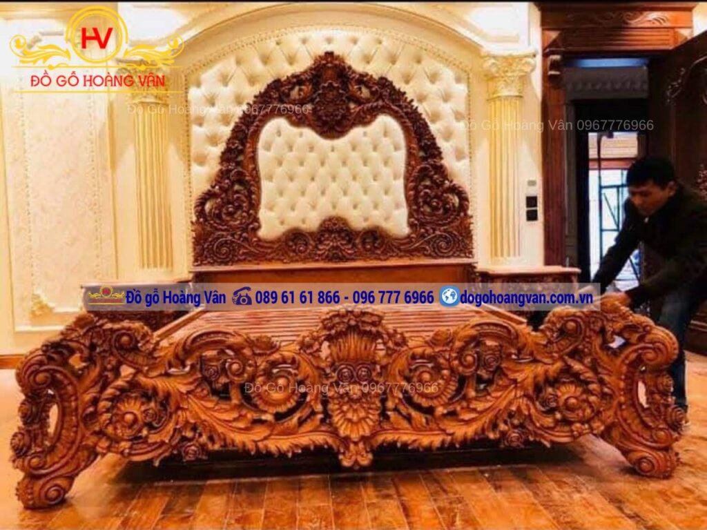 mẫu giường ngủ nữ hoàng bằng gỗ tự nhiên đẹp