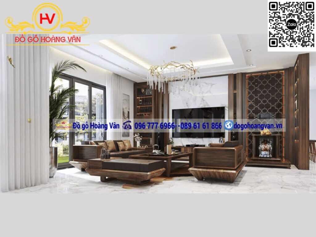 Vách ngăn phòng kèm kệ tivi